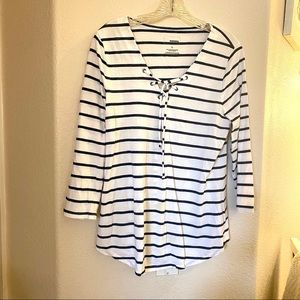 Sonoma stripped lace up top